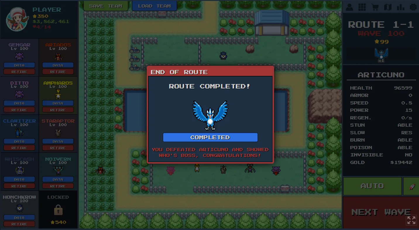PokePath TD Route 1-1 Guide: Best Team to Beat Articuno