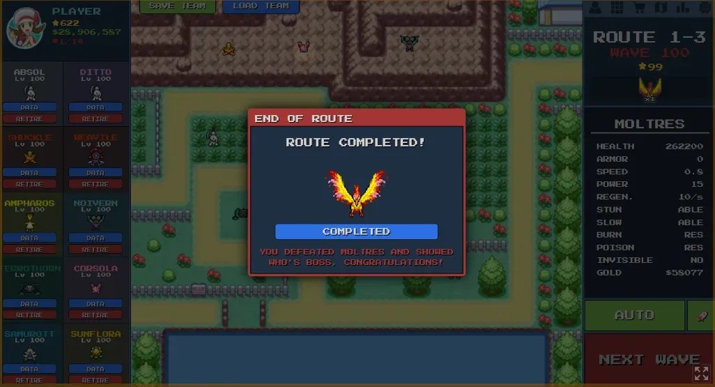 PokePath TD Route 1-3 Guide: Best Team to Defeat Moltres
